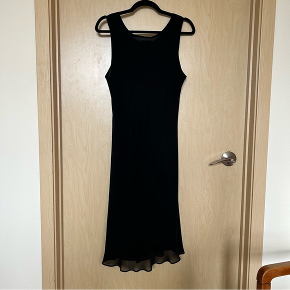 Simply Silk Vintage 90s Y2K Black Women Size XL Romantic Asymetrical Midi Dress - Picture 2 of 8